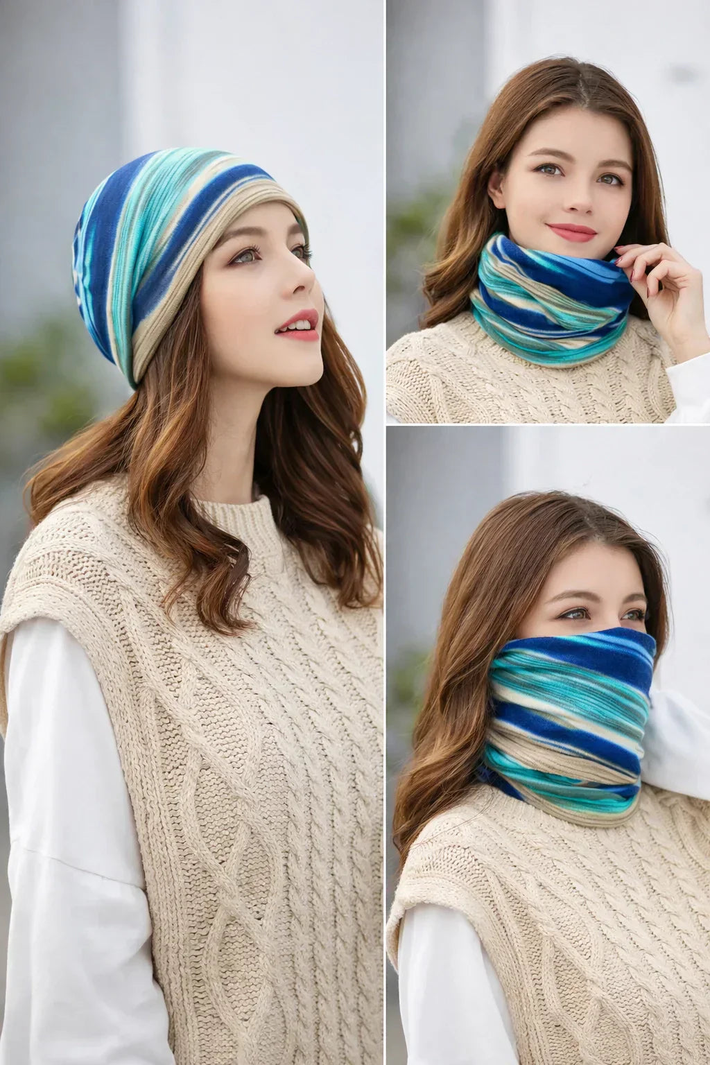 Rainbow Striped Knit Beanie
